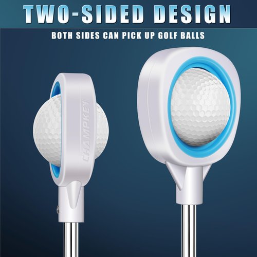 CHAMPKEY Pressure Golf Ball Retriever Performance Version - Thicken Stainless Steel Shaft with Rubber Grip Golf Retriever - Available in 9Ft / 12Ft / 14.5Ft / 16.3Ft