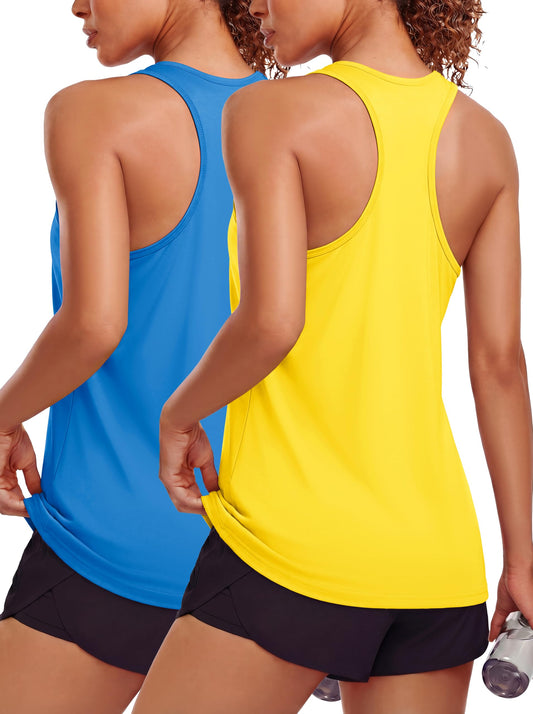 MAGCOMSEN 2 Pack of Tank Tops for Women Workout Racerback Tanks Sleeveless
