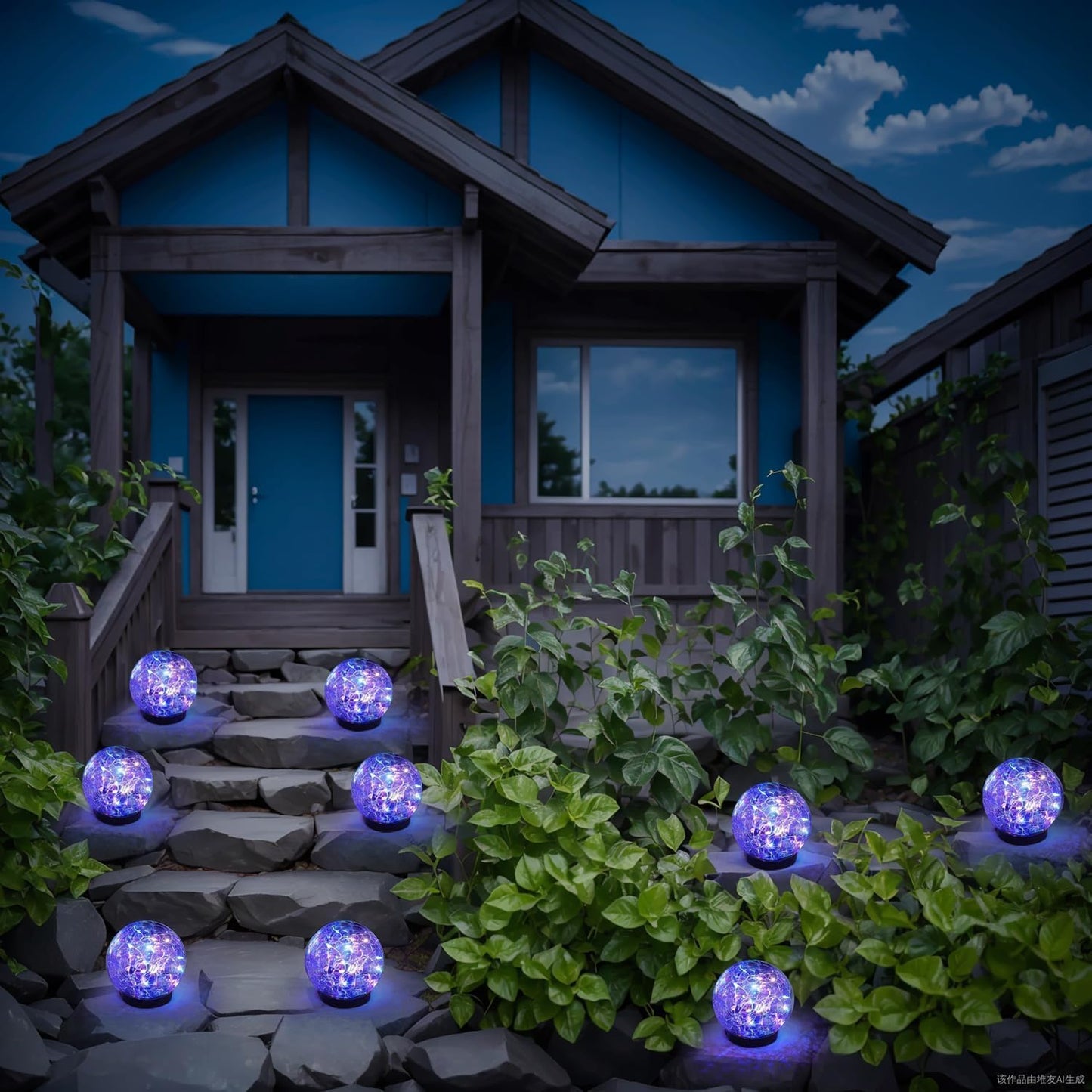 6 Pack Solar Garden Lights - Waterproof Cracked Glass Ball LED Decor for Pathway, Patio & Lawn (Warm White, 3.9")