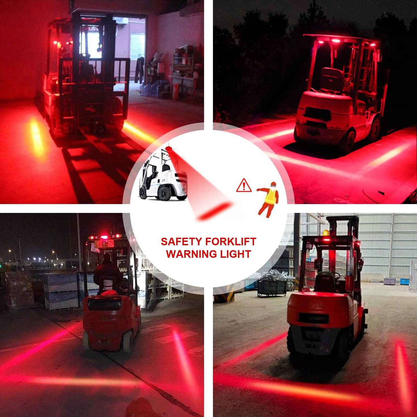 Forklift Safety Light LED Upgrade, Red Zone Danger Forklift Warning Light, Red Line Boundary Warehouse Work Lights Truck Security Indicator Lamp- 2Pack