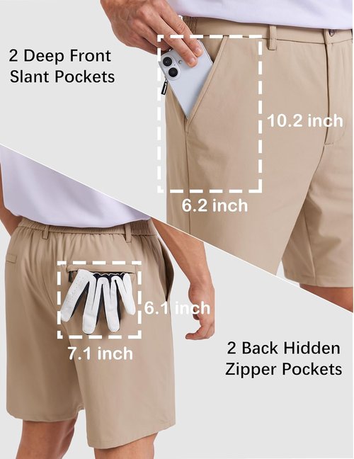 COOFANDY Men's Casual Golf Shorts - 7" Stretch, Quick Dry, Lightweight with 4 Pockets | Ideal for Hiking & Work