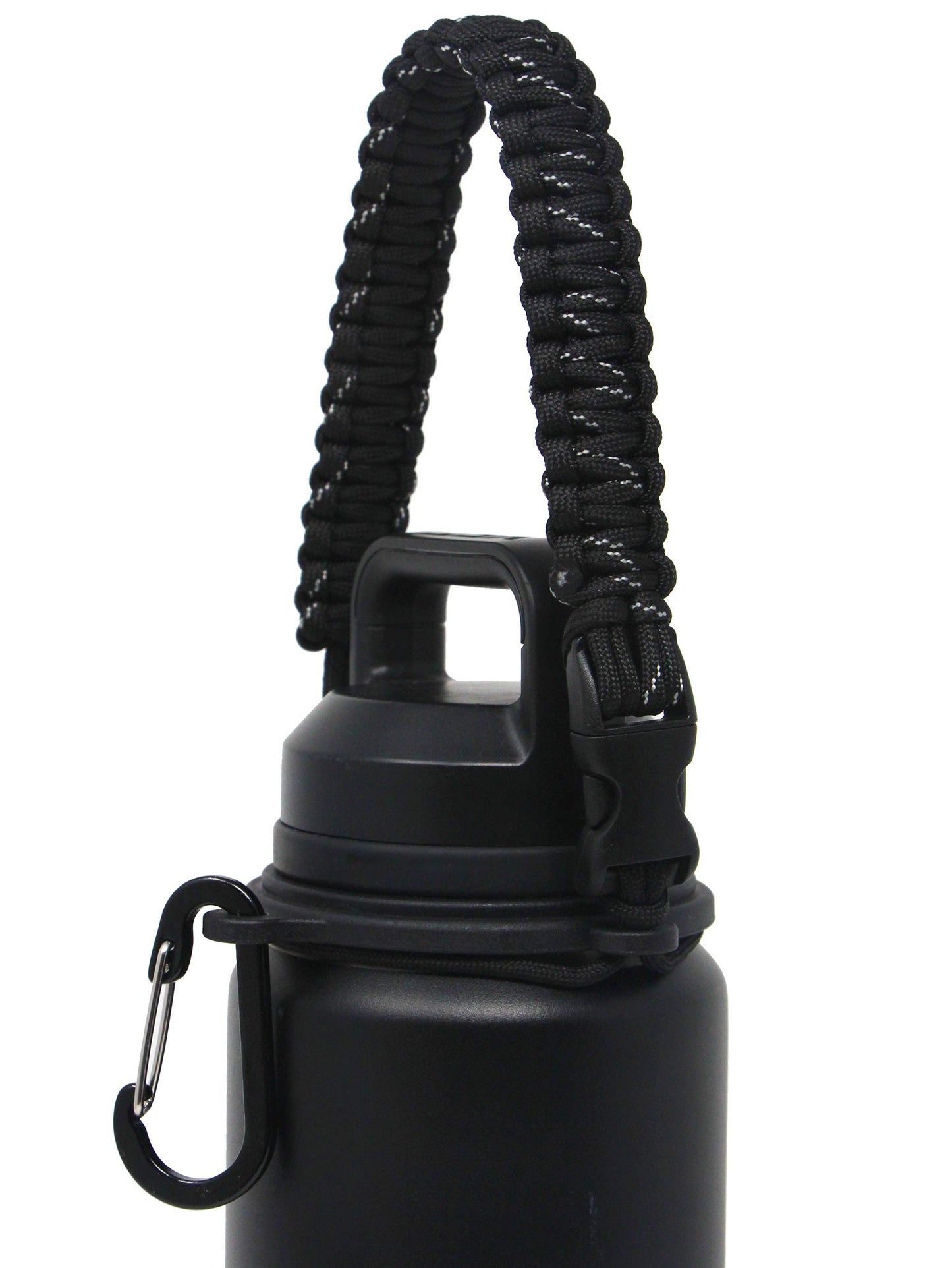 One MissionX Paracord Handle Compatible with Yeti Rambler 36oz 26oz 18oz 12oz 46oz Water Bottles, Durable Carrier Strap - Holder(Black Speckled)