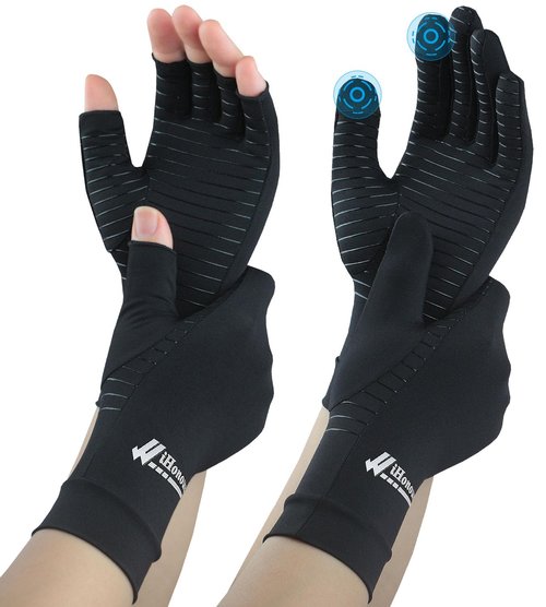 Big Mango 2 Pairs Pack Copper Arthritis Gloves, Compression Gloves for Women Men Relieve Pain from Rheumatoid Arthritis, Carpal Tunnel, Swelling, Everyday Hands Support (Open Finger + Full Finger, M)