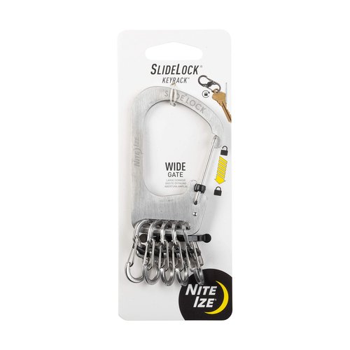 Nite Ize SlideLock KeyRack - Secure Key Holder Carabiner with Small S-Biners - Keychain Organizer with MicroLocks & Lockable Carabiners - Stainless Steel