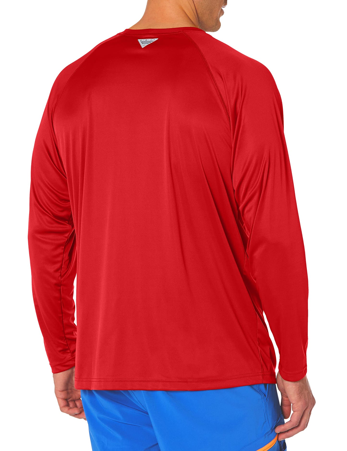 Columbia Men's PFG Terminal Tackle Long Sleeve Fishing Shirt, Red Spark/White Logo, 5X Tall