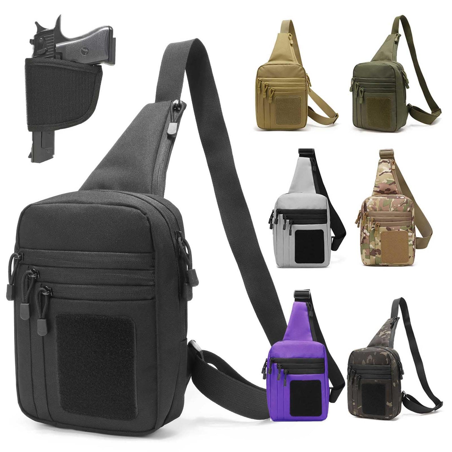 ONE WVW PIN CCW Sling Bag for Men Women, Gun Bag Chest Pack, EDC Shoulder Crossbody Bag with Holster of Pistol-Right Hand, Mens Range Bags Accessories Pink