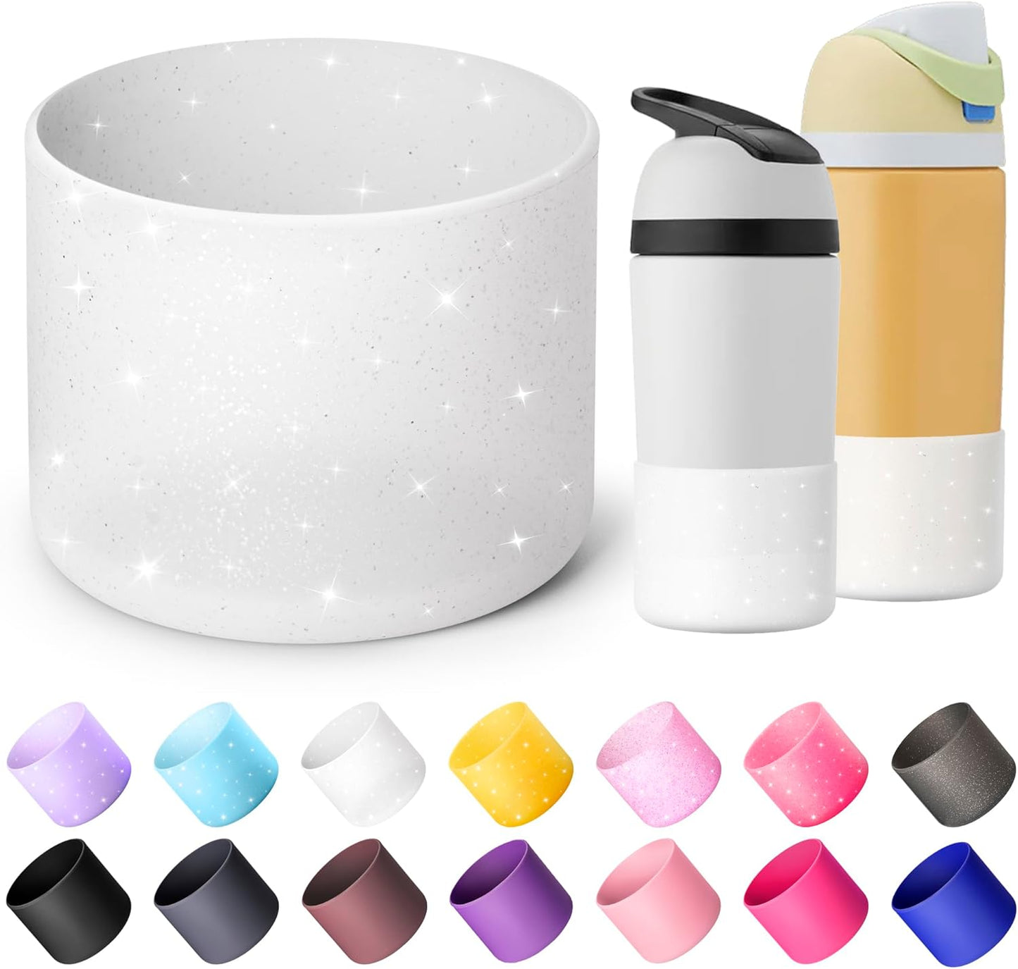 Owala Silicone Boot - Anti-Slip Protective Sleeve for 14/16 oz Water Bottle | Glitter White