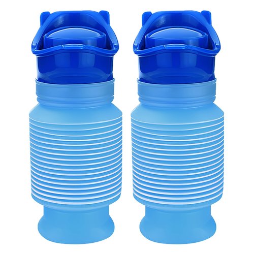 Portable Urinals for Men/Kids,Collapsible Travel Pee Bottles Female,750ML Adjustable Toilets for Toddler Boys,Women,Disabled Person Disabled Traffic Jam and Camping,Blue Set of 2