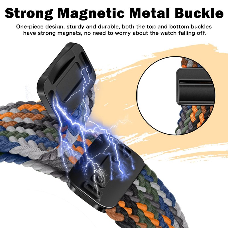 MokaZii Magnetic Braided Compatible with Fitbit Charge 6 / Fitbit Charge 5 for Men Women, Nylon adjustable Breathable Replacement Stretchy Elastic Sport Strap for fitbit charge 6/5 - Camouflage