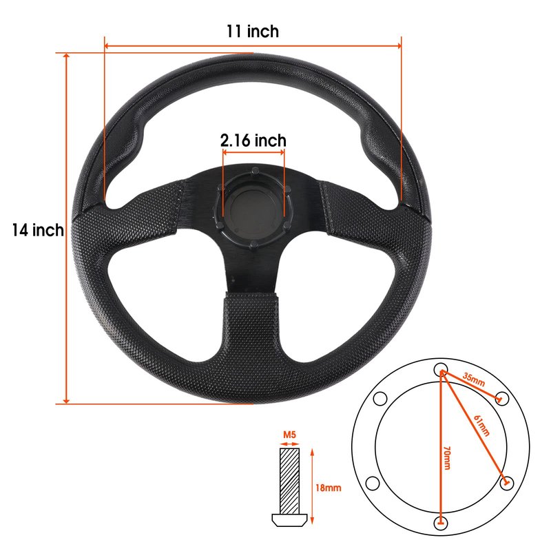 YEHICY 13.7" Golf Cart Steering Wheel for EZGO RXV TXT, Club Car DS, Club Car Precedent and Yamaha Universal Black EZGO Steering Wheel