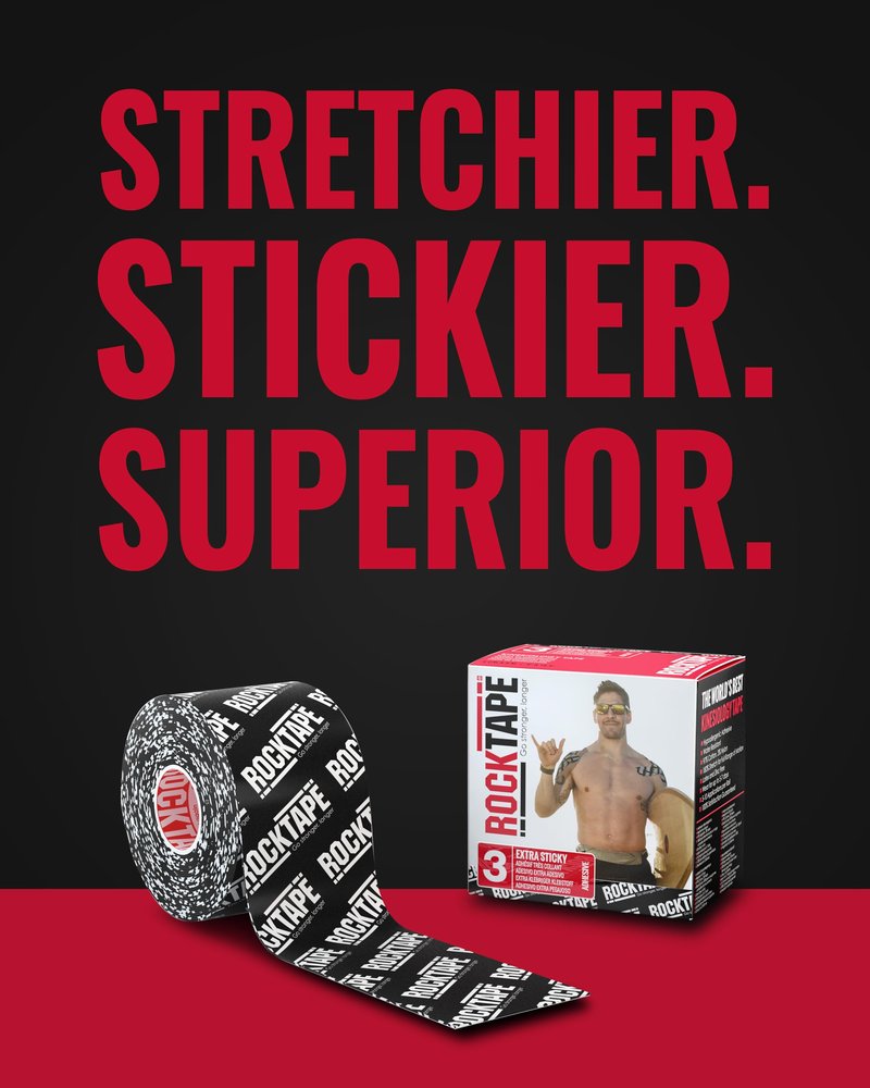 RockTape H2O 2-Inch Highly Water-Resistant Kinesiology Tape , Black, 2" x 16.4'