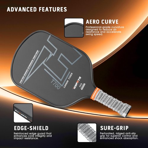 HYPATA Pickleball Paddles, Premium Carbon Fiber Paddle, Professional & Lightweight Pickleball Racket | Unmatched Power and Larger Sweet Spot | Includes Paddle Cover | Black