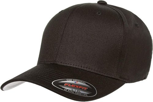 Flexfit Unisex Cotton Twill Fitted Baseball Cap - Black | Small-Medium Size for Comfort