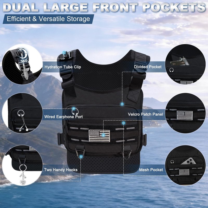 PORTHOLIC Running Vest for Women Men with 1.5L Water Bladder | Adjustable Hydration Vest|Reflective | Lightweight | Muti-Pockets | Breathable for Running Accessories for Hiking