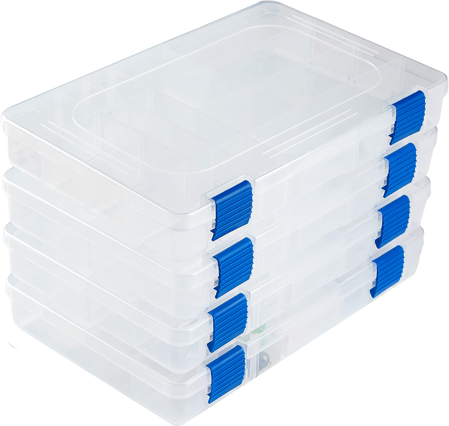 ZXDIN3 Medium Plastic Fishing Tackle Box Storage Organizer Box 3600 with Adjustable dividers Tackle Tray Parts Crafts Case 4 Pack