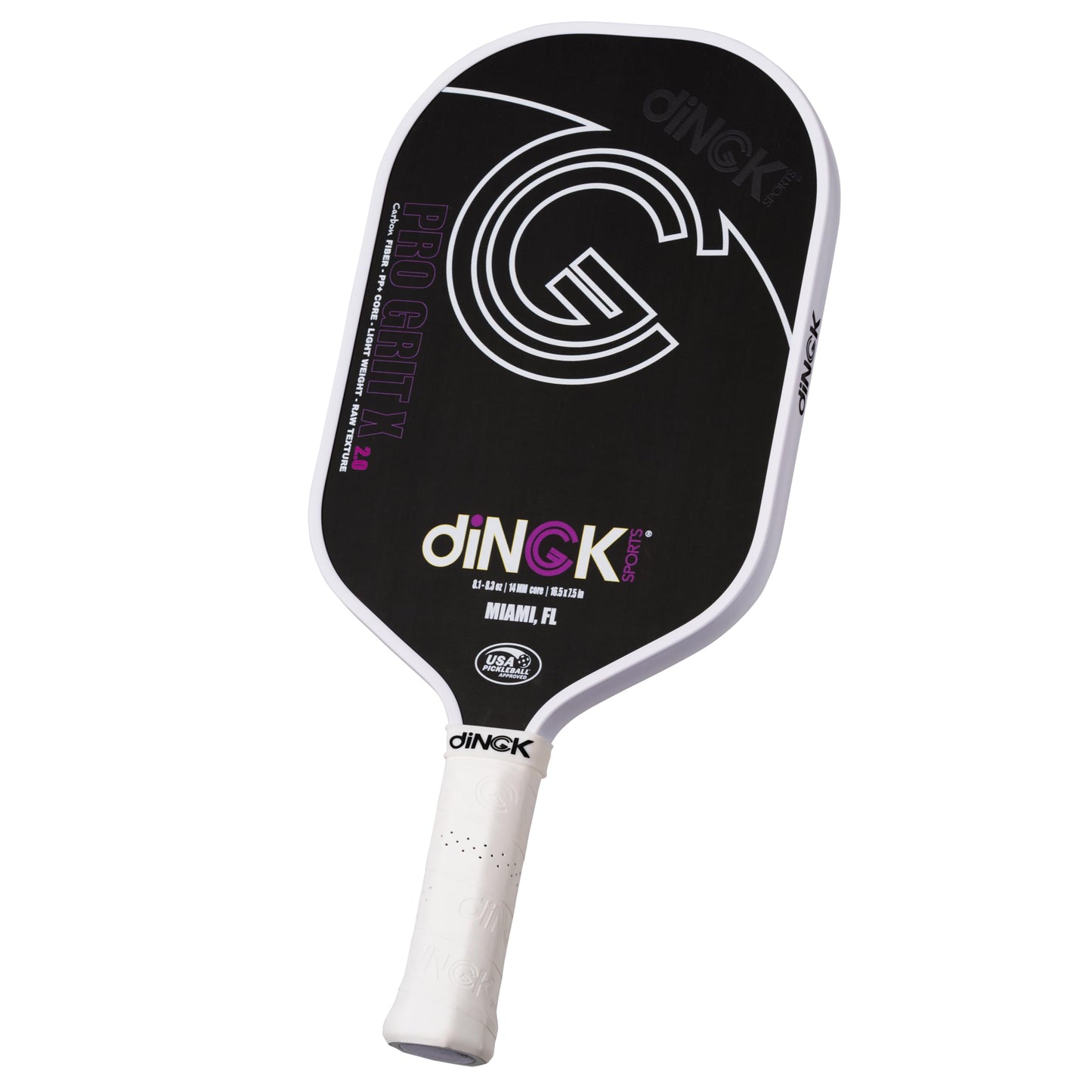 Carbon Pro Grit 2.0 Pickleball Paddle, Raw Carbon T700 Grit Surface for Spin, 14MM Honeycomb Poly-Core for Speed, Non-Slip 5.3” Ergonomic Leather Handle, 8.1-8.3 oz, 16.5” x 7.5”