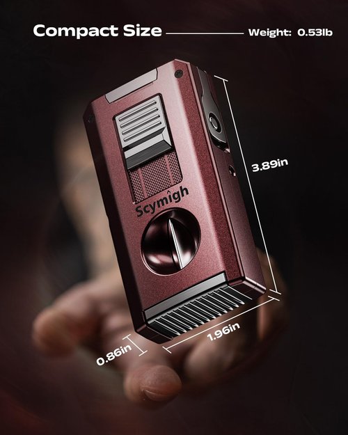 5-in-1 Torch Lighter with Straight & V Cut Cutter, Punch, Holder, Double Jet Flame Windproof Lighters, Butane Refillable Torch Lighters with Accessories Tool, for Men, Candles(Without Gas)