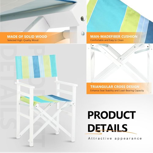 Bonnlo Folding Camping Chair Set of 2 - Sturdy Wooden Frame & Beige Canvas | Durable Portable Design