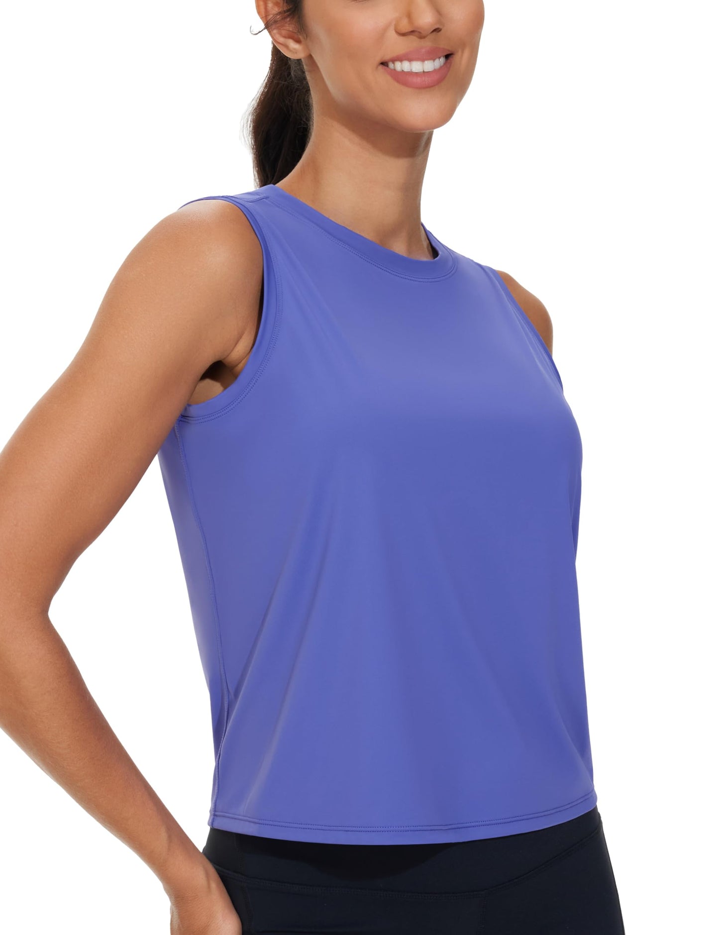 Dragon Fit Womens Ice Silk Workout Tank Tops Sleeveless Cropped Yoga Shirt for Running Gym Summer Bright Purple