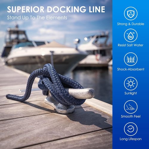 Amarine Made Dock Lines - 1/2" x 25' Double Braided Boat Lines with 12" Eyelet - 4 Pack, Black