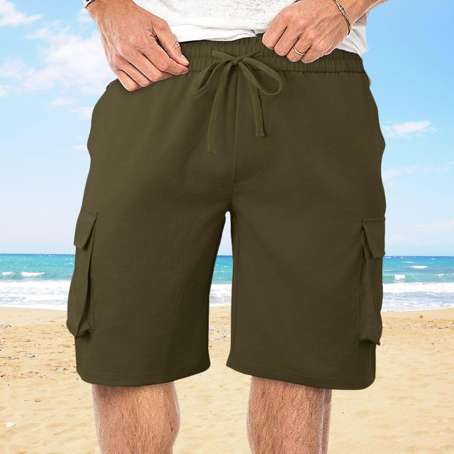 ZOCANIA Men's Cargo Shorts - Summer Sport Shorts with Elastic Waist & Pockets | Versatile Street Style