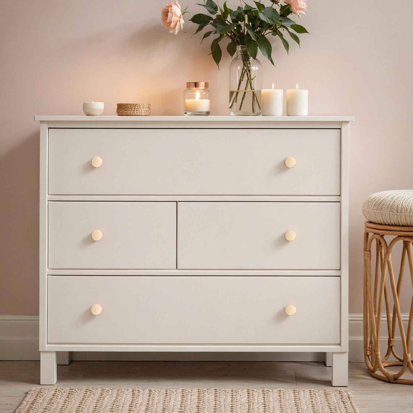 Ravinte 10 Pack Cabinet Knobs Champagne Gold Kitchen Cabinet Knobs Round Dresser Drawer Knobs Golden Drawer Pulls Closet Door Knobs 1-1/5 Inch