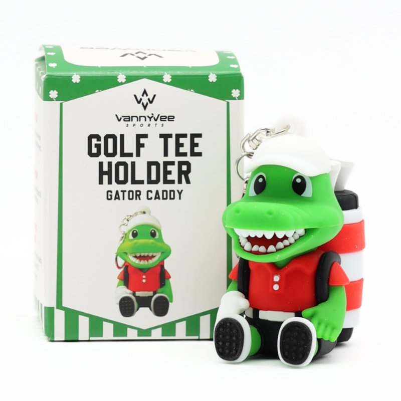 VannyVee Sports Animal Caddy Golf Tee Holder, Silicone Golf Bag Accessory, Holds 4 Tees, Includes 8 Golf Tees, Unisex Adult, (Gator Caddy)