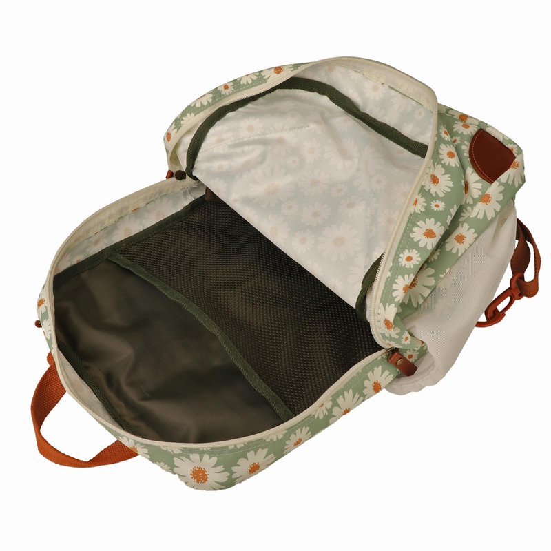 TOURBON Pickleball Bag for Men Women, Pickleball Paddle Backpack with Multiple Compartments, Clip-on Bike Pannier Rear Rack Saddle Bag for Bicycle (Green with Flower)