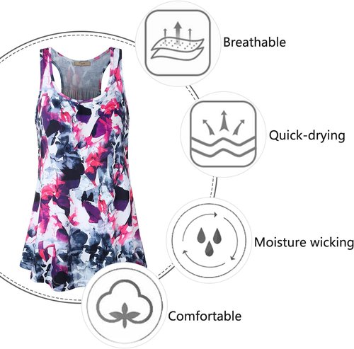 Cestyle Women's Sleeveless Workout Tank Top - Flowy Loose Fit Racerback Design | Comfortable & Stylish