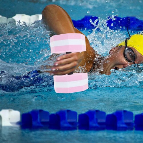 LIOOBO Water Exercise Dumbbells - Aquatic Exercise Dumbell Pair, Foam Pool Weights Dumbbells, Water Fitness Barbells Equipment Pink