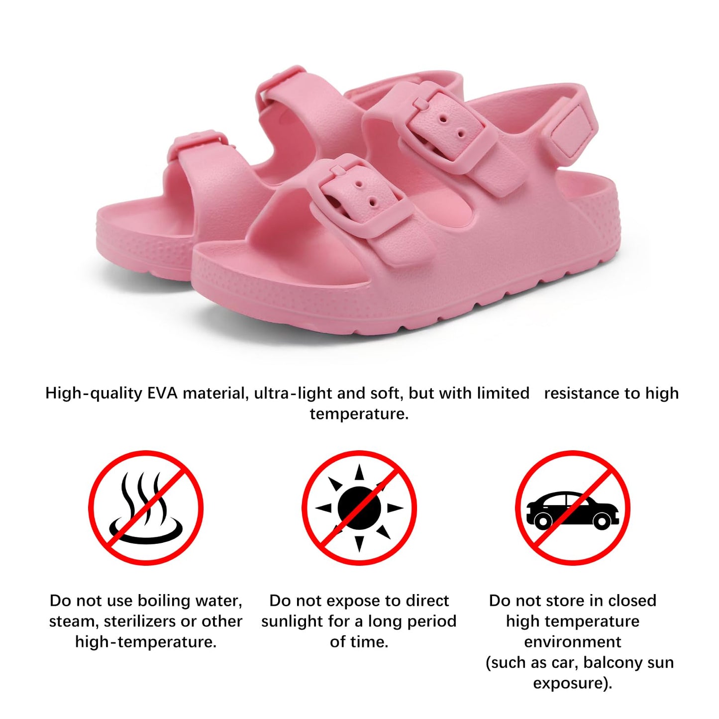 ChayChax Toddler Boys Girls Double Buckle Sandals Children's Adjustable Back Strap Water Sandal, Pink, 10 Toddler