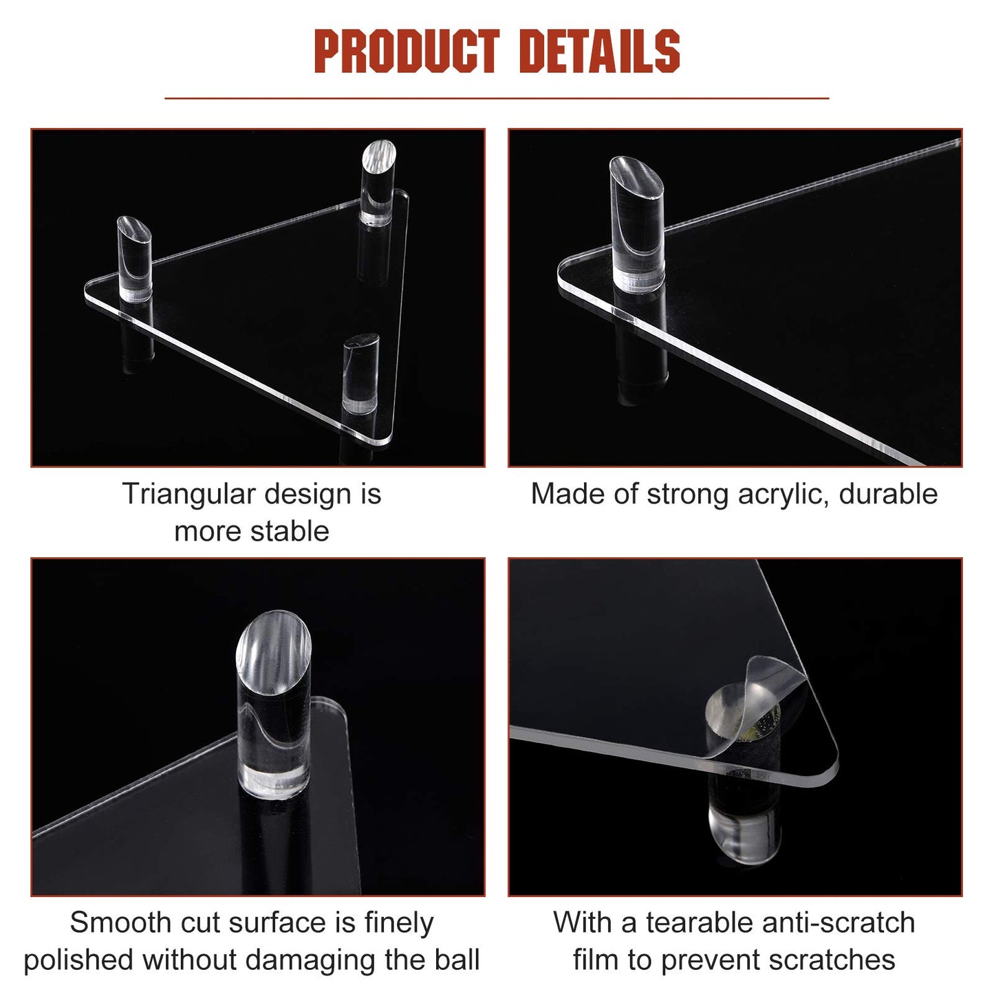 Jetec 2 Pcs Acrylic Ball Stand Display Holder Sports Ball Storage Rack for Football Basketball Volleyball and Soccer (Transparent)