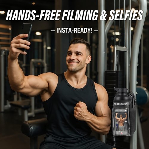 Magnetic Gym Bag-Upgraded Magnetic Water Bottle Bag for Men And Women,Water Bottle Pouch With Adjustable Strap & Phone Pockets,Gym Pouch Hold 40oz for Workout （Bottles Not Include）