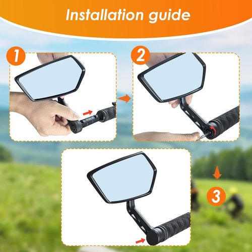 Homieway Bike Mirror, Blue Light Glass Lens Bicycle Mirror for Handlebar, HD Anti-scratch Adjustable Bar End Rear View Mirror for E-bike, Mountain Bike, City Bikes & Scooter (Left 0.59-0.78")