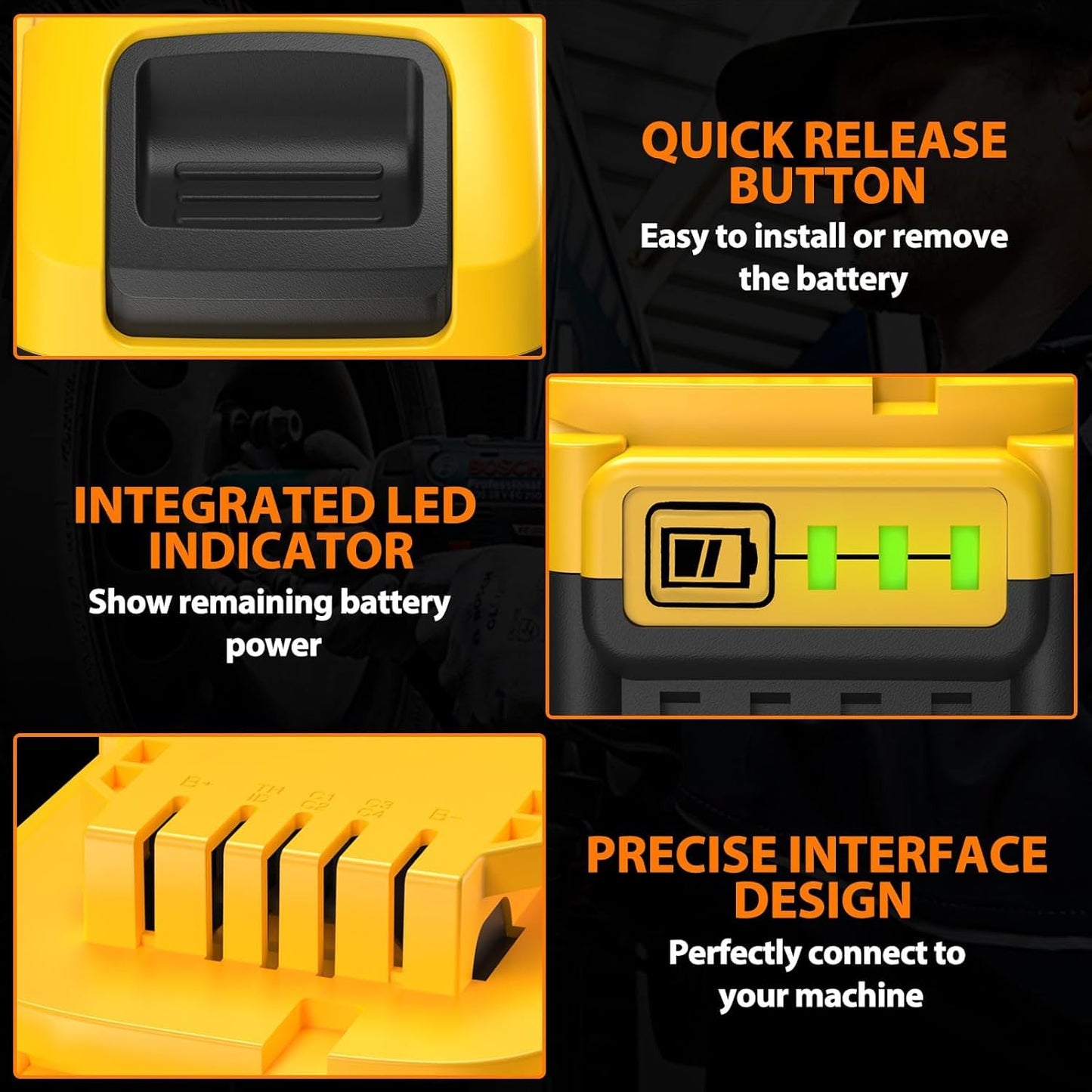 2 Packs 12000 mAh 20V MAX Lithium-Ion Battery, Replacement for Dewalt 20V Max Battery Compatible with DCB200 DCB206 DCB207 DCB205 DCB204 Series Power Tools