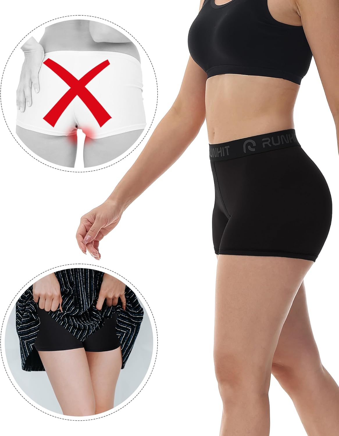 Runhit 3" Volleyball Shorts - Women's Compression Spandex Shorts for Workout & Yoga | 3-Pack