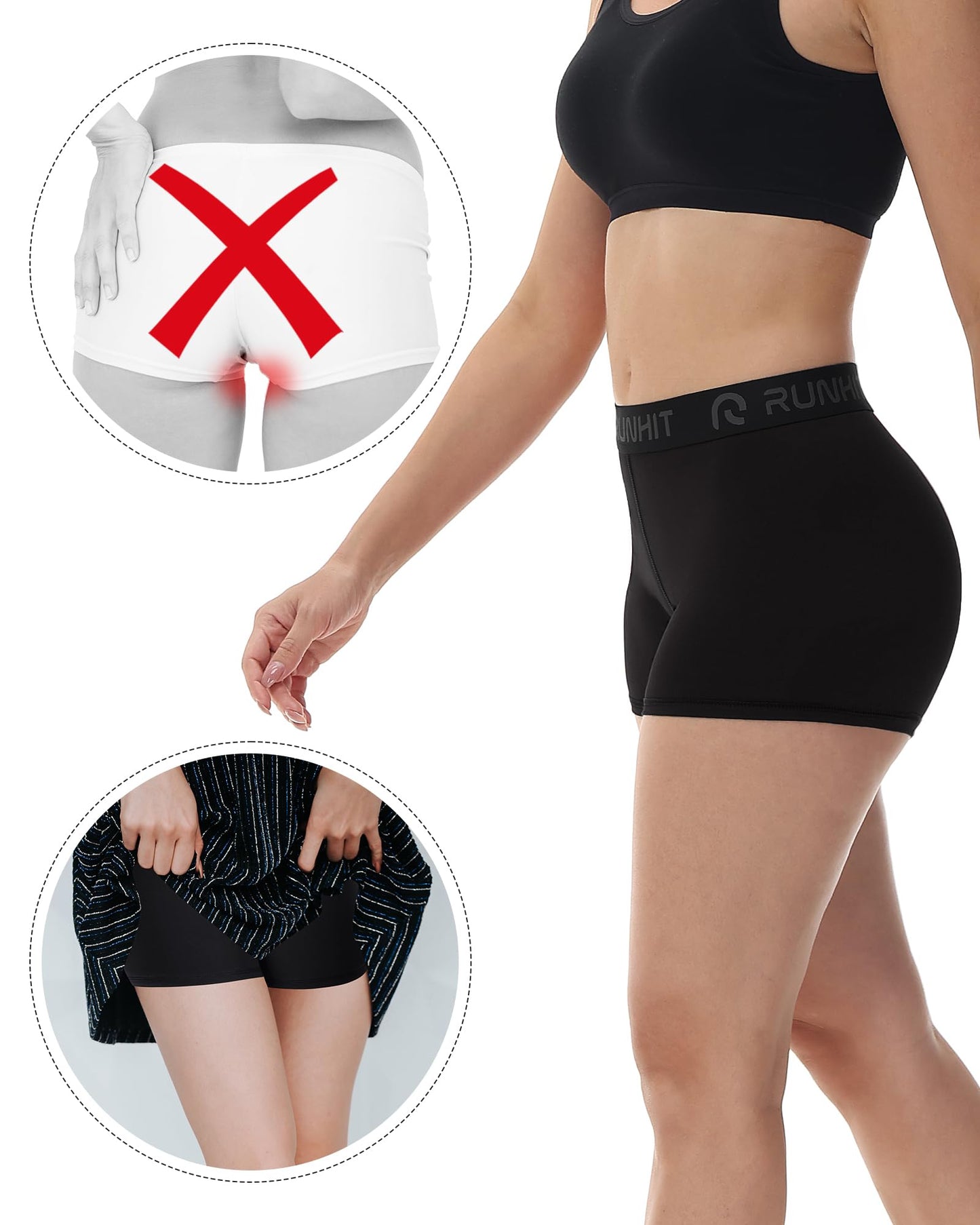 Runhit 3 Pack Compression Shorts for Women High Waisted 3" Volleyball Shorts Womens Spandex Shorts Workout Athletic Yoga Black Black Black S