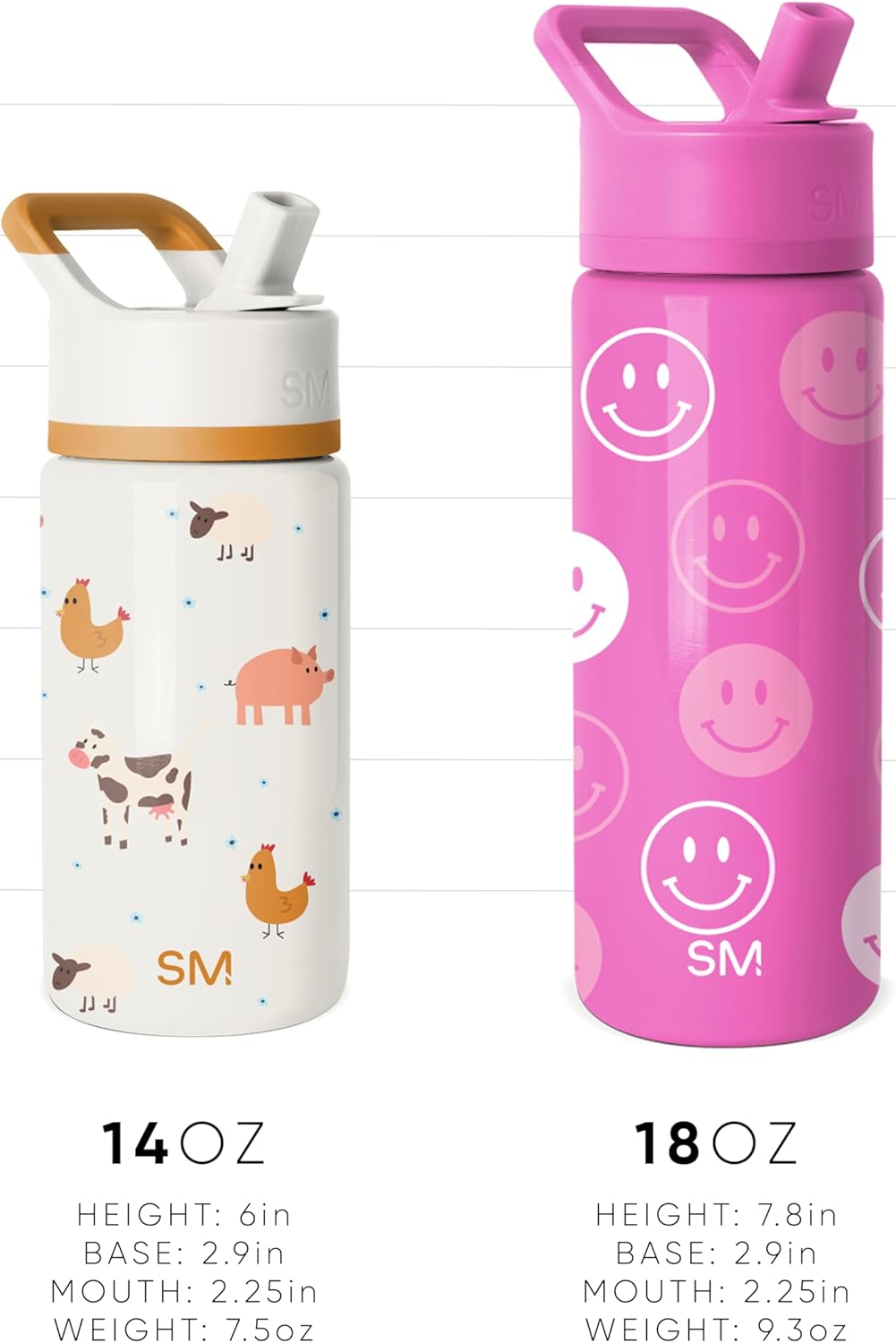 Simple Modern Kids Summit Water Bottle - Insulated 18oz Stainless Steel Tumbler with Straw Lid | Sports Balls Design