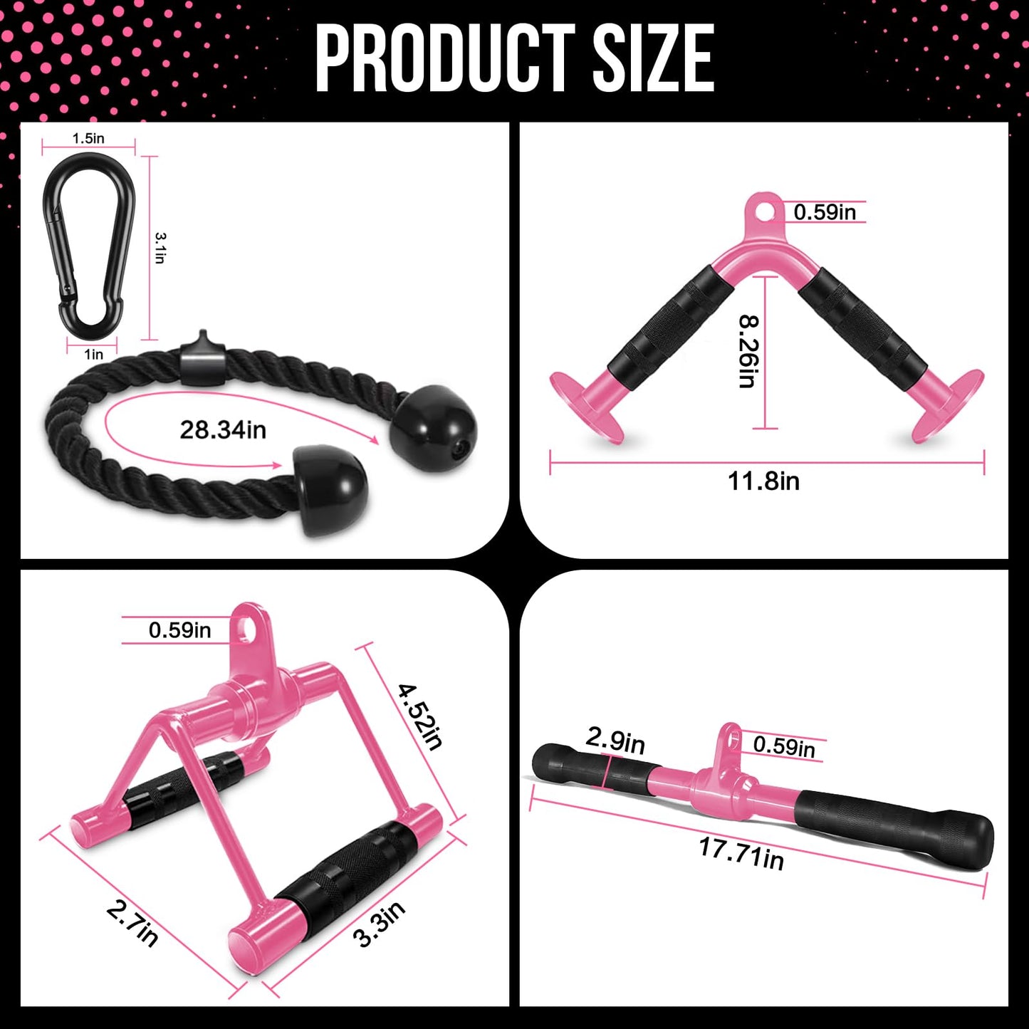 WNOEY LAT Pulldown Attachments, Cable Machine Attachment Gym Accessories, Cable Attachments for Gym, Home Gym Accessories