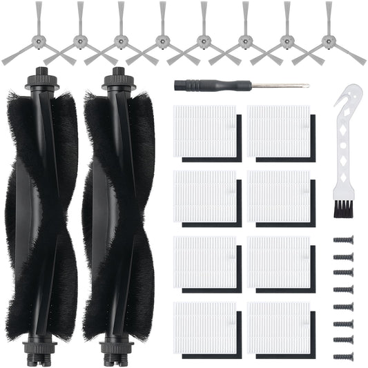 BUXEBUX 20Pcs Replacement Parts Accessories for Eufy L60 Series Eufy L50 Series Robot Vacuums Accessory kit, 2 Roller Brush, 8 HEPA Filters and foam filters, 8 Side Brushes, 1 Screwdriver 1 Clean Tool