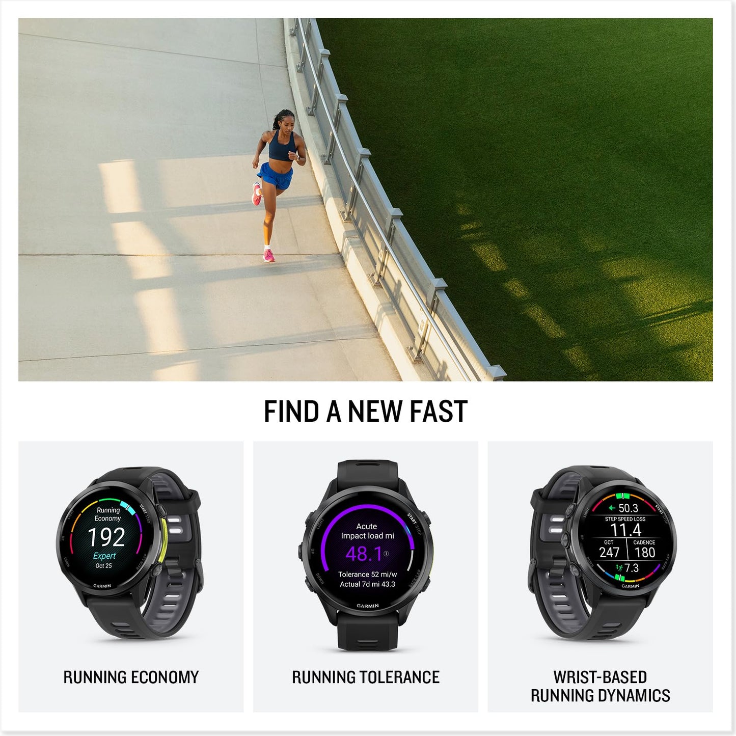 Garmin Forerunner 970 Running Smartwatch, GPS Fitness Watch for Men and Women, Carbon Gray DLC Titanium with Black Case/Translucent Whitestone Band + Access 600 Fitness Monitor, M-XL + More