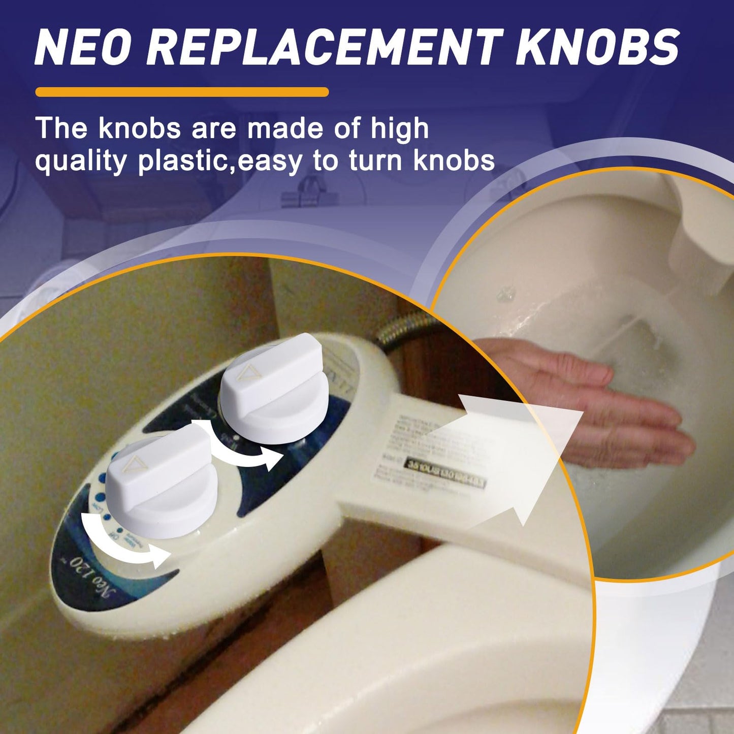2-Pack Replacement Knob for Luxe Bidet Neo 120 & 185, Knob Accessories for Luxe Bidet Neo 120 & 185 (White)