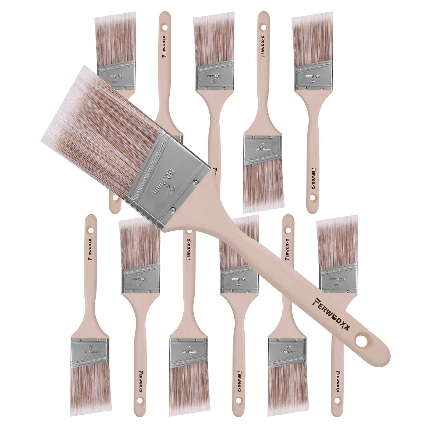 Paint Brush, 2IN Stain Brushes for Painting Walls,House Touch-Ups,and Fence Staining, Wooden Handle Masonry Paintbrush(12 Packs)