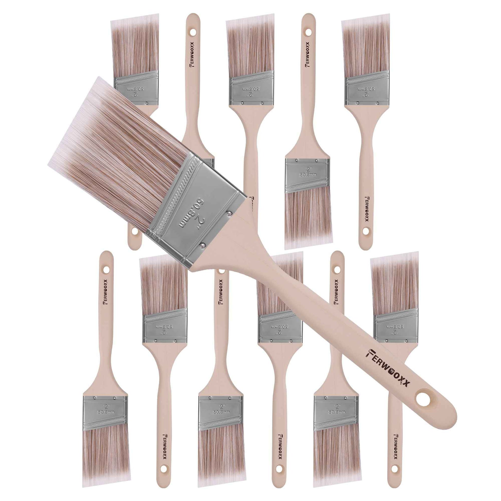 Paint Brush, 2IN Stain Brushes for Painting Walls,House Touch-Ups,and Fence Staining, Wooden Handle Masonry Paintbrush(12 Packs)
