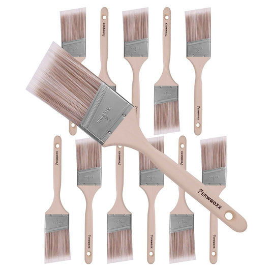 Paint Brush, 2IN Stain Brushes for Painting Walls,House Touch-Ups,and Fence Staining, Wooden Handle Masonry Paintbrush(12 Packs)