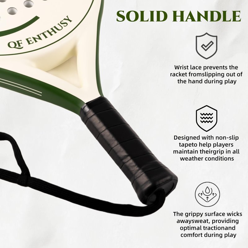 Padel Racket, Carbon Fiber Surface Padel Racquet, Lightweight, Ideal for Training/Matches (Green)