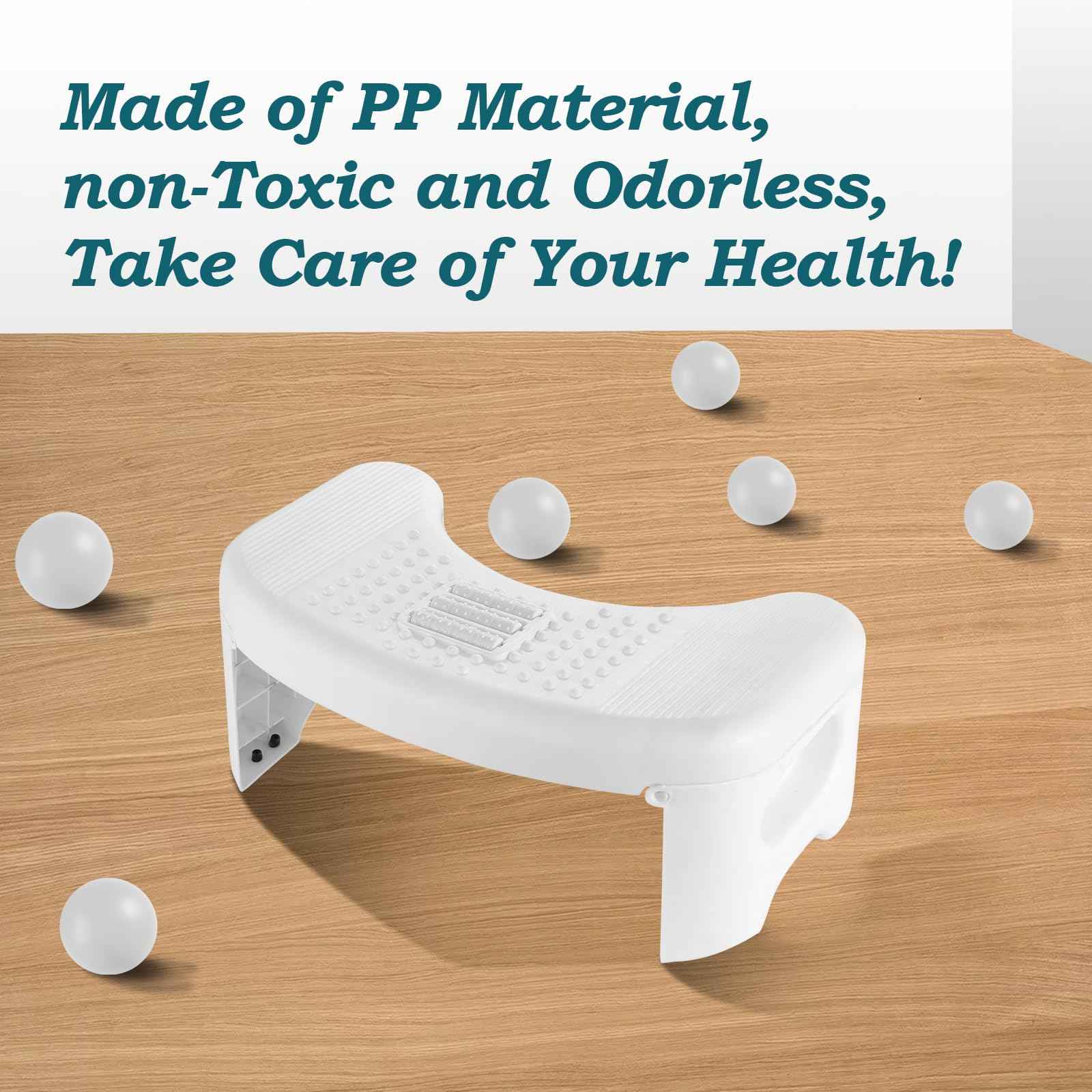 Bathroom, Non-Slip Foldable Poop Adult White, 7 Inch Assistance Step Massage Soles of The Feet Toilet Step Stool, Suitable for Shower, Study, Living Room
