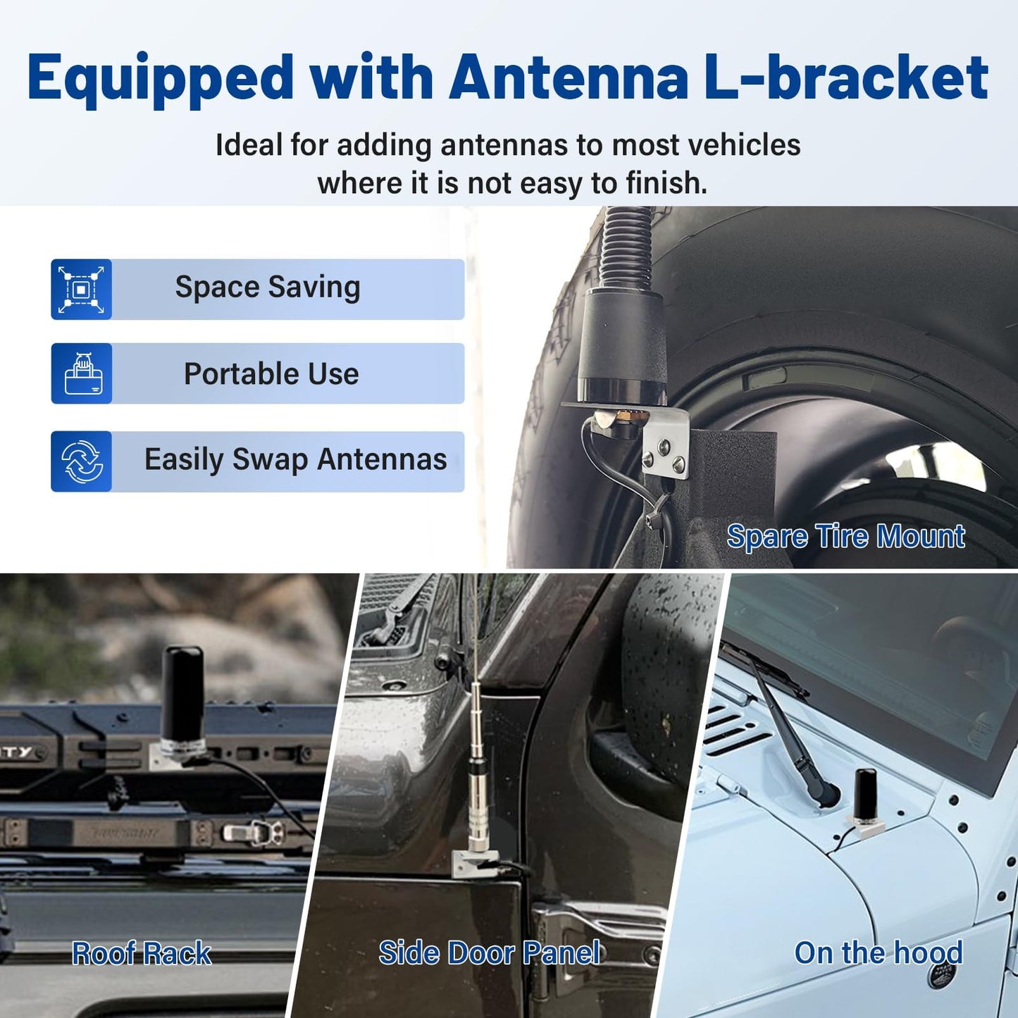 Anina NMO to PL259 Connector with L Shape Antenna Bracket and Cover for VHF, UHF, Ham,Mobile Radio Antenna, 5/8 Inch Mounting Hole