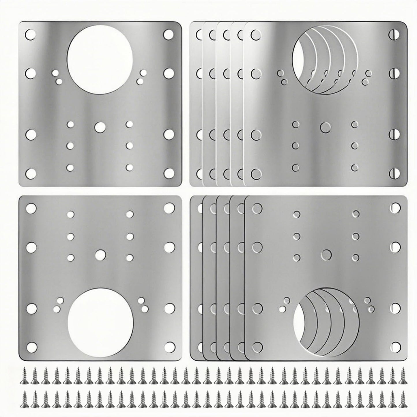 6PCS Cabinet Hinge Repair Plate Kit: FOGZUVR Durable Door Hinge Repair Kit Plate Stainless Steel, Large Hinge Repair Board with Mounting Screws for Kitchen Cabinet, Cupboard Doors and Furniture