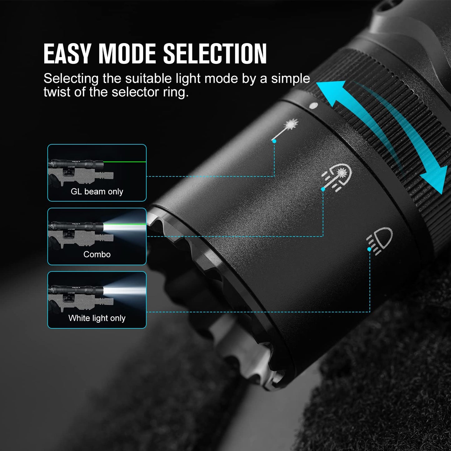 OLIGHT Odin GL M 1500 Lumens Mlok Tactical Flashlight with Green Beam